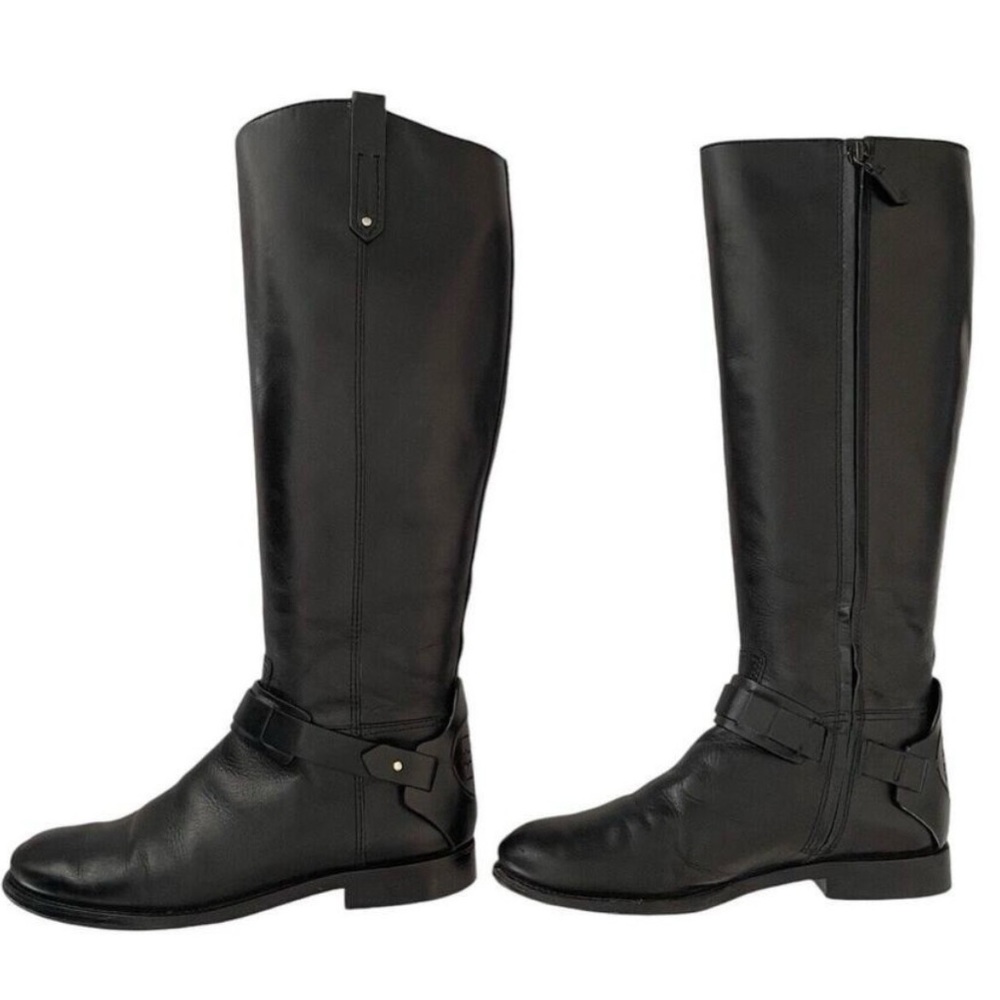 Tory Burch Colton Black Leather Riding Boots